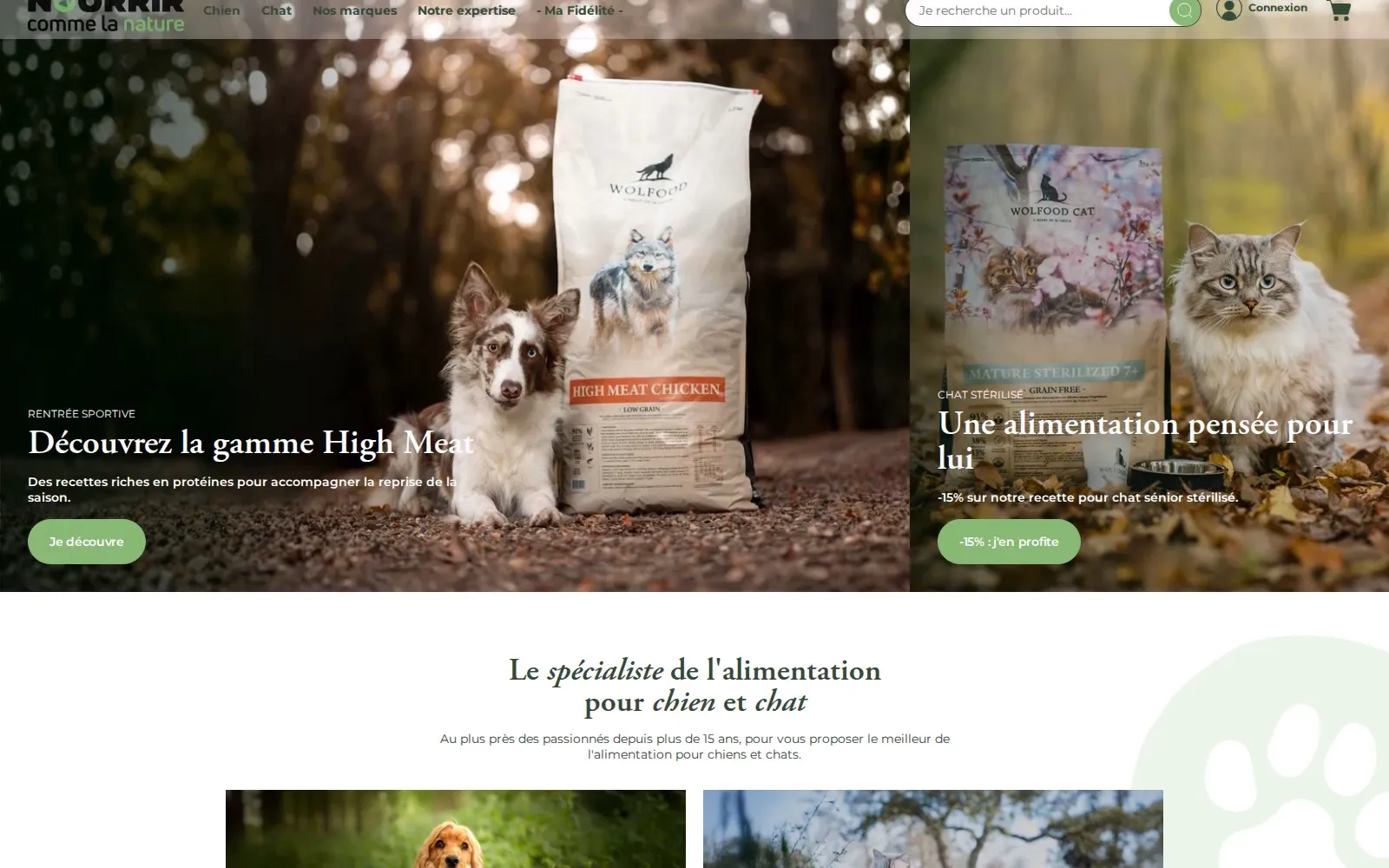 Scroll through the Nourrir comme la nature home page
